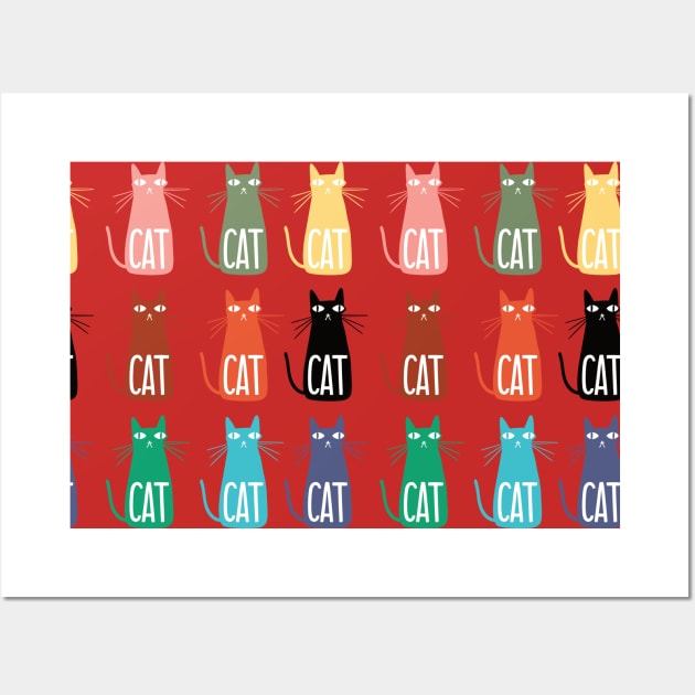 Group Of Cool Hepcat Cats - 9 Lives - Landscape Pattern Wall Art by Sorry Frog